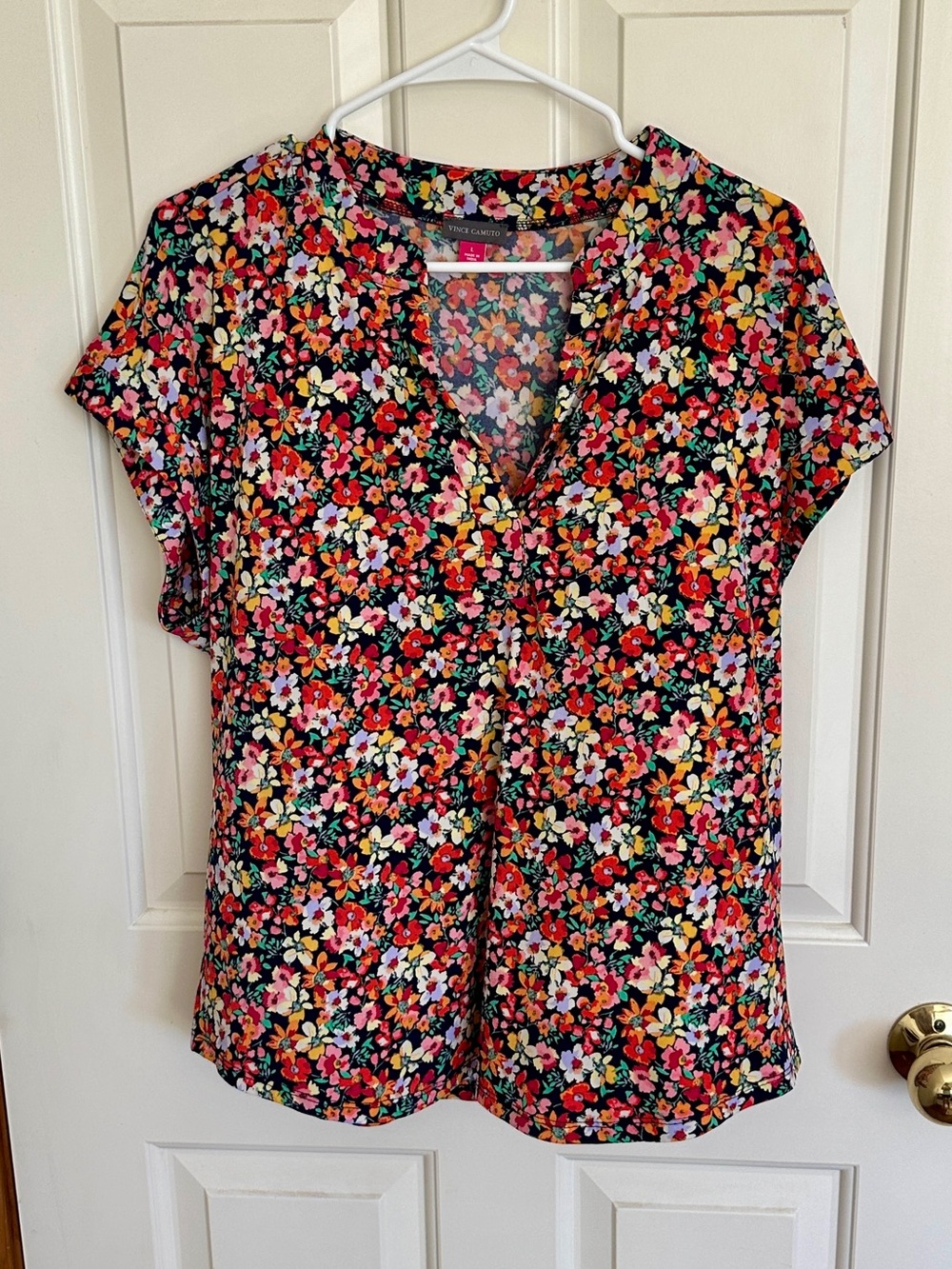 Vince Camuto Floral V-Neck Blouse